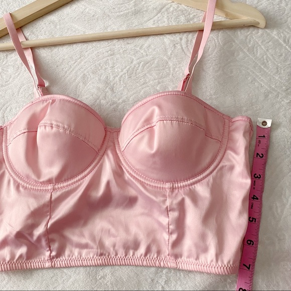 Pink Satin Cropped Bustier Top - Picture 2 of 9